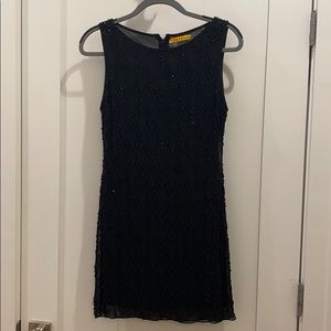 Alice + Olivia sleeveless blk sequin dress size 2